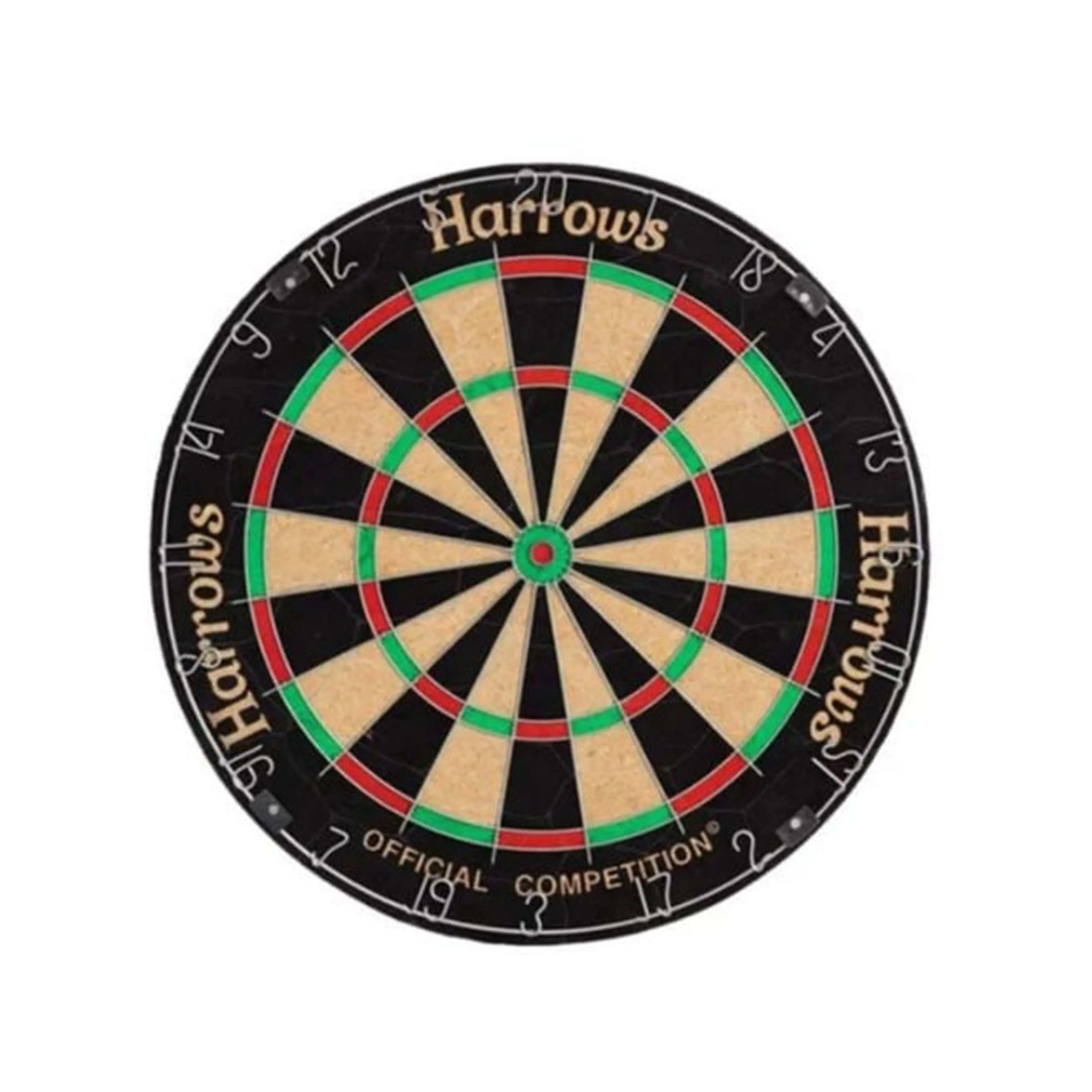 Harrows Official Competition Dart Board JE03D/JE01/EA308 with professional bristle board and steel-tip darts for tournament play