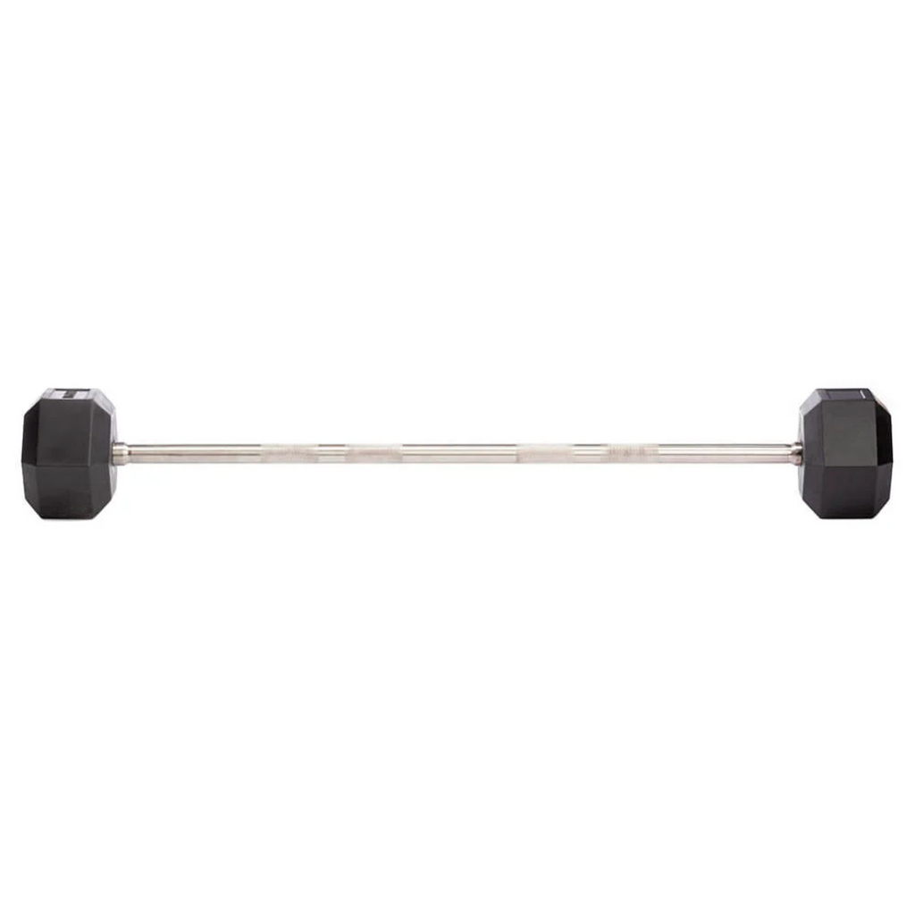 50KG Rubber Hex Barbell Set Straight Bar