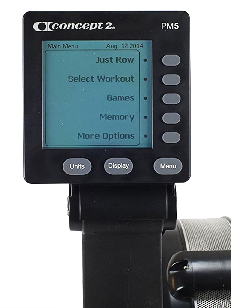 Concept2 rowing machine with PM5 monitor display